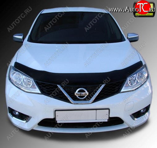 1 329 р. Дефлектор капота SIM Nissan Tiida 2 хэтчбек C13 дорестайлинг (2015-2016)  с доставкой в г. Владивосток