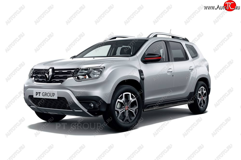 6 849 р. Защита порогов (прямая, Ø63 мм) Petroil Tuning Renault Duster HM (2020-2024) (окраска в черный (Шагрень))  с доставкой в г. Владивосток