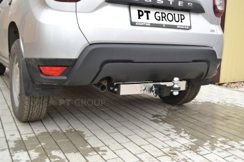 18 399 р. Фаркоп (с нержавеющей накладкой) Petroil Tuning Renault Duster HM рестайлинг (2021-2024) (Без заглушки )  с доставкой в г. Владивосток. Увеличить фотографию 3