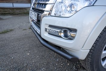 38 999 р. Бампер передний силовой РИФ  Mitsubishi Pajero ( 4 V90,  4 V80) (2006-2020) дорестайлинг, дорестайлинг, 1-ый рестайлинг, 3 дв. 1-ый рестайлинг, 2-ой рестайлинг (Под площадку для лебёдки RIFPJR-30000 с защитой радиатора)  с доставкой в г. Владивосток. Увеличить фотографию 2