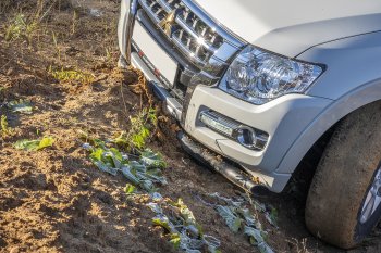 38 999 р. Бампер передний силовой РИФ  Mitsubishi Pajero ( 4 V90,  4 V80) (2006-2020) дорестайлинг, дорестайлинг, 1-ый рестайлинг, 3 дв. 1-ый рестайлинг, 2-ой рестайлинг (Под площадку для лебёдки RIFPJR-30000 с защитой радиатора)  с доставкой в г. Владивосток. Увеличить фотографию 5