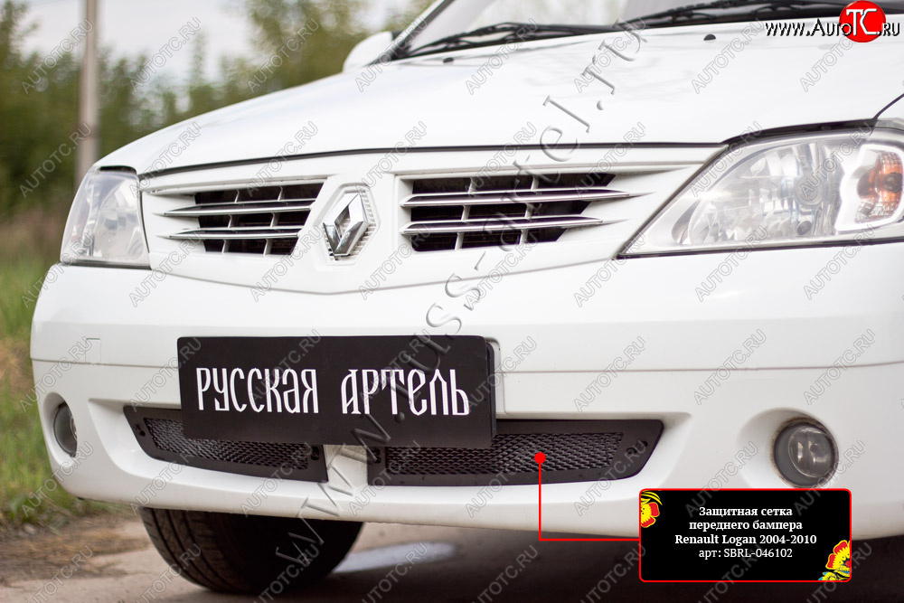 1 799 р. Защитная сетка решетки переднего бампера Русская Артель  Renault Logan  1 (2004-2010) дорестайлинг (Поверхность текстурная)  с доставкой в г. Владивосток