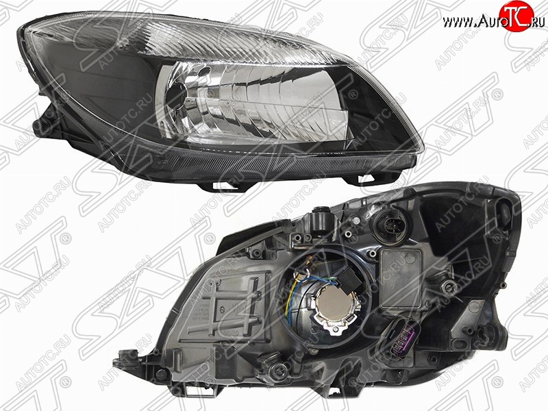 7 999 р. Правая фара передняя SAT (черная) Skoda Fabia Mk2 универсал рестайлинг (2010-2014)  с доставкой в г. Владивосток