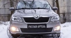 959 р. Зимняя заглушка решетки переднего бампера РА Skoda Fabia Mk2 универсал рестайлинг (2010-2014)  с доставкой в г. Владивосток. Увеличить фотографию 2