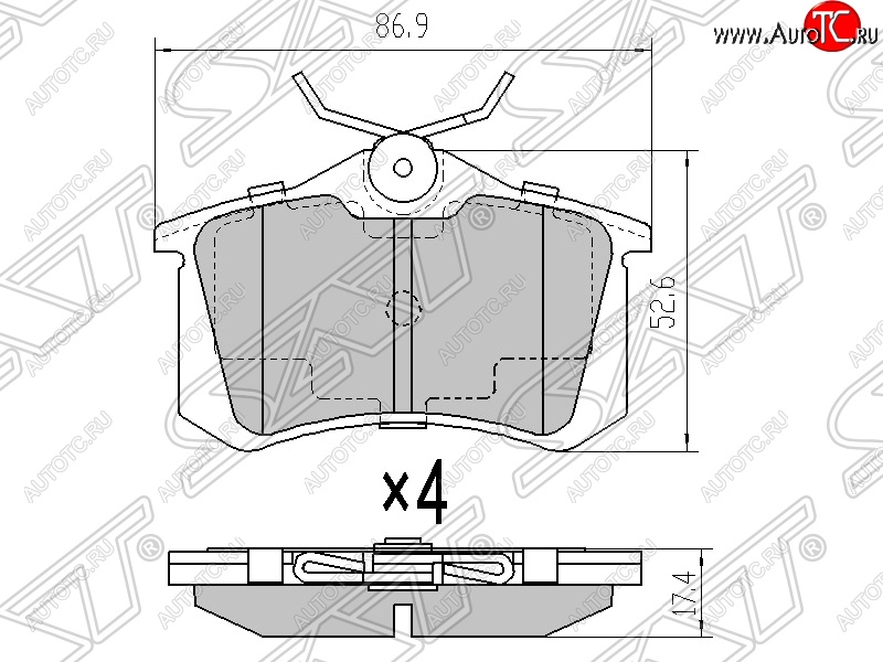 479 р. Колодки тормозные SAT (задние) Audi A3 8LA хэтчбэк 5 дв. дорестайлинг (1996-2000)  с доставкой в г. Владивосток