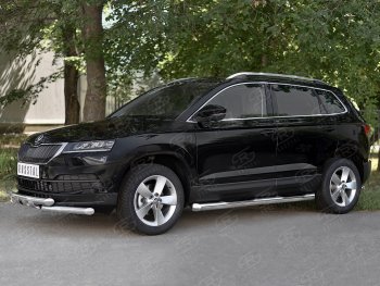 26 999 р. Защита переднего бампера (2 трубы Ø63 мм, нержавейка) SLITKOFF  Skoda Karoq  NU7 (2017-2021) дорестайлинг  с доставкой в г. Владивосток. Увеличить фотографию 3