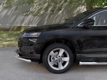 26 999 р. Защита переднего бампера (2 трубы Ø63 мм, нержавейка) SLITKOFF  Skoda Karoq  NU7 (2017-2021) дорестайлинг  с доставкой в г. Владивосток. Увеличить фотографию 4