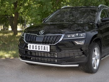 15 499 р. Защита переднего бампера (Ø42 мм, нержавейка) SLITKOFF  Skoda Karoq  NU7 (2017-2021) дорестайлинг  с доставкой в г. Владивосток. Увеличить фотографию 2