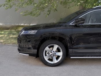 15 499 р. Защита переднего бампера (Ø42 мм, нержавейка) SLITKOFF  Skoda Karoq  NU7 (2017-2021) дорестайлинг  с доставкой в г. Владивосток. Увеличить фотографию 4