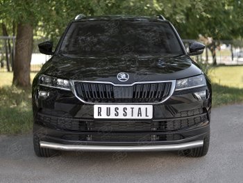 Защита переднего бампера (Ø63 мм, нержавейка) SLITKOFF Skoda (Шкода) Karoq (Карог)  NU7 (2017-2021) NU7 дорестайлинг