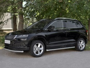 18 299 р. Защита переднего бампера (Ø63 мм, нержавейка) SLITKOFF  Skoda Karoq  NU7 (2017-2021) дорестайлинг  с доставкой в г. Владивосток. Увеличить фотографию 3