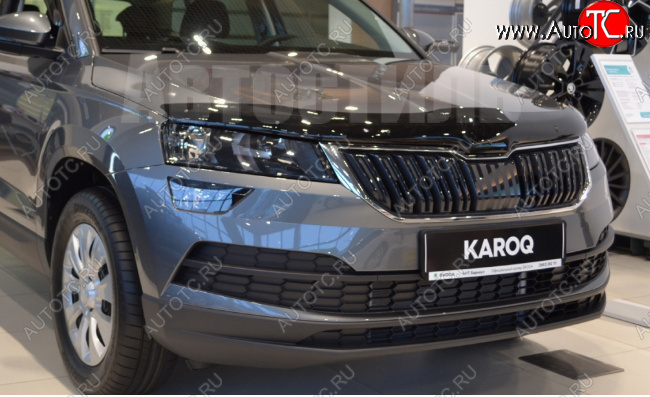 2 999 р. Дефлектор капота SIM Skoda Karoq NU7 дорестайлинг (2017-2021)  с доставкой в г. Владивосток