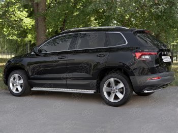 15 999 р. Защита заднего бампера (Ø42 мм, нержавейка) SLITKOFF Skoda Karoq NU7 дорестайлинг (2017-2021)  с доставкой в г. Владивосток. Увеличить фотографию 4