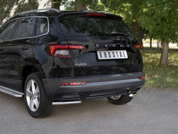 13 999 р. Защита заднего бампера (Ø42 мм уголки, нержавейка) SLITKOFF Skoda Karoq NU7 дорестайлинг (2017-2021)  с доставкой в г. Владивосток. Увеличить фотографию 2