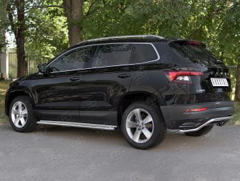 14 999 р. Защита заднего бампера (Ø42 мм волна, нержавейка) SLITKOFF  Skoda Karoq  NU7 (2017-2021) дорестайлинг  с доставкой в г. Владивосток. Увеличить фотографию 4