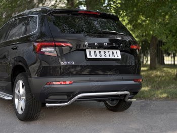 14 999 р. Защита заднего бампера (Ø42 мм волна, нержавейка) SLITKOFF  Skoda Karoq  NU7 (2017-2021) дорестайлинг  с доставкой в г. Владивосток. Увеличить фотографию 2