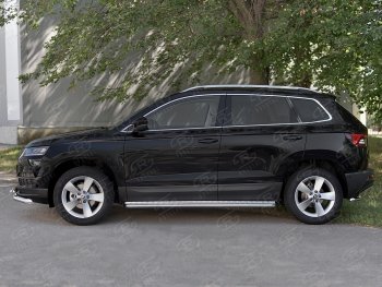 26 999 р. Пороги SLITKOFF d42 с листом  Skoda Karoq  NU7 (2017-2024) дорестайлинг, рестайлинг (лист алюминий, труба нержавейка)  с доставкой в г. Владивосток. Увеличить фотографию 3