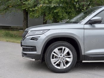 17 849 р. Защита переднего бампера (Ø63 мм, нержавейка) SLITKOFF  Skoda Kodiaq  NU7 (2017-2021) дорестайлинг  с доставкой в г. Владивосток. Увеличить фотографию 2