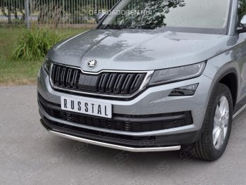 17 849 р. Защита переднего бампера (Ø63 мм, нержавейка) SLITKOFF  Skoda Kodiaq  NU7 (2017-2021) дорестайлинг  с доставкой в г. Владивосток. Увеличить фотографию 3