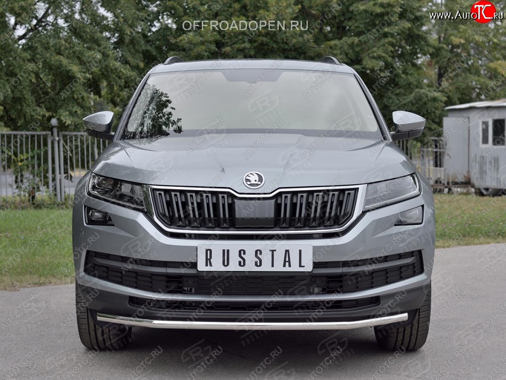 17 849 р. Защита переднего бампера (Ø63 мм, нержавейка) SLITKOFF  Skoda Kodiaq  NU7 (2017-2021) дорестайлинг  с доставкой в г. Владивосток