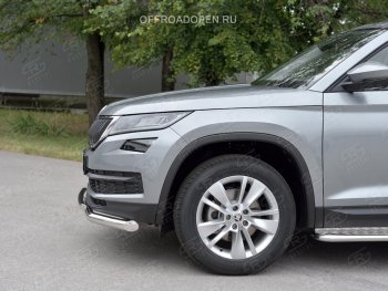 20 999 р. Защита переднего бампера (2 трубы Ø63 и 42 мм, нержавейка) SLITKOFF  Skoda Kodiaq  NU7 (2017-2021) дорестайлинг  с доставкой в г. Владивосток. Увеличить фотографию 3