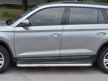 31 599 р. Широкая защита порогов с трубой диаметром 63 мм SLITKOFF v1 Skoda Kodiaq NU7 дорестайлинг (2017-2021)  с доставкой в г. Владивосток. Увеличить фотографию 3