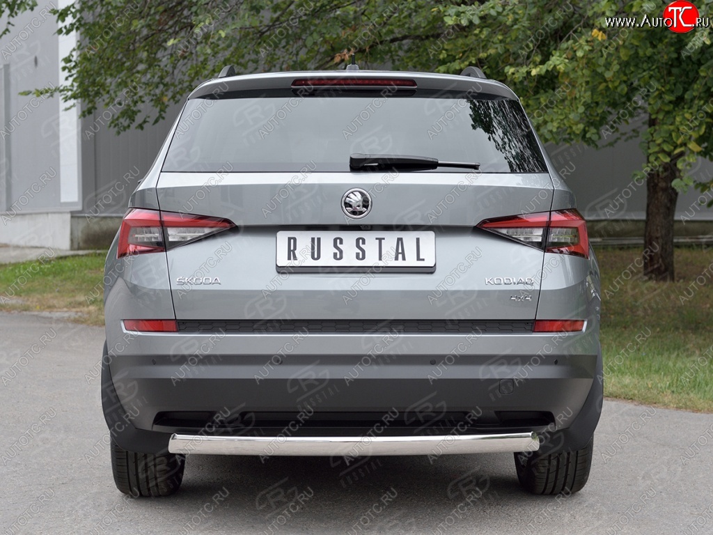 9 649 р. Защита заднего бампера d75х42 дуга Russtal  Skoda Kodiaq  NU7 (2017-2021) дорестайлинг  с доставкой в г. Владивосток