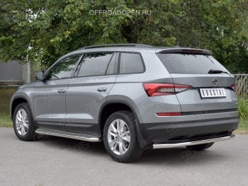 18 899 р. Защита заднего бампера (Ø63 мм, нержавейка) SLITKOFF  Skoda Kodiaq  NU7 (2017-2021) дорестайлинг  с доставкой в г. Владивосток. Увеличить фотографию 2