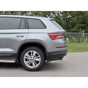 16 349 р. Защита заднего бампера (Ø63 мм уголки, нержавейка) SLITKOFF  Skoda Kodiaq  NU7 (2017-2021) дорестайлинг  с доставкой в г. Владивосток. Увеличить фотографию 3