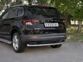 16 899 р. Защита заднего бампера (Ø63 мм, нержавейка) SLITKOFF  Skoda Kodiaq  NU7 (2017-2021) дорестайлинг  с доставкой в г. Владивосток. Увеличить фотографию 2