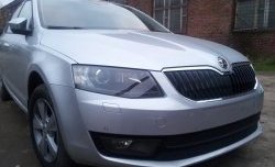 2 569 р. Сетка (для комплектации Ambition, Elegance) на бампер Russtal (черная) Skoda Octavia A7 дорестайлинг лифтбэк (2012-2017)  с доставкой в г. Владивосток. Увеличить фотографию 3