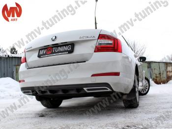 2 399 р. Накладка бампера (диффузор) MV-Tuning Skoda Octavia A7 дорестайлинг лифтбэк (2012-2017) (Глянец, Неокрашенная)  с доставкой в г. Владивосток. Увеличить фотографию 2