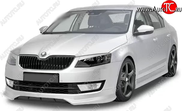 5 999 р. Накладка на передний бампер CT Skoda Octavia A7 дорестайлинг лифтбэк (2012-2017) (Неокрашенная)  с доставкой в г. Владивосток