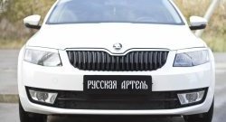 979 р. Зимняя заглушка решетки переднего бампера РА Skoda Octavia A7 рестайлинг универсал (2016-2020)  с доставкой в г. Владивосток. Увеличить фотографию 2