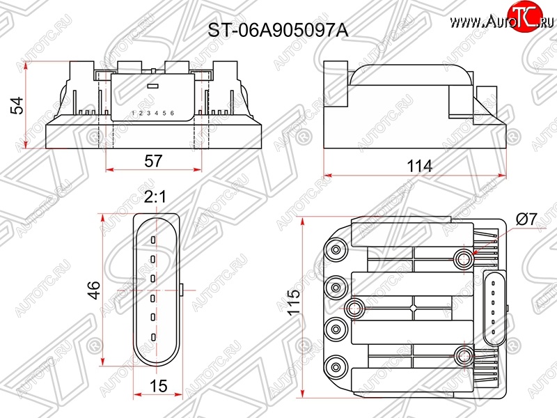 4 999 р. Катушка зажигания SAT (модуль)  Skoda Octavia ( Tour A4 1U5,  Tour A4 1U2) (1996-2000), Volkswagen Bora (1998-2005), Volkswagen Caddy  2K (2003-2010), Volkswagen Golf  4 (1997-2003), Volkswagen Touran  1T (2006-2010)  с доставкой в г. Владивосток