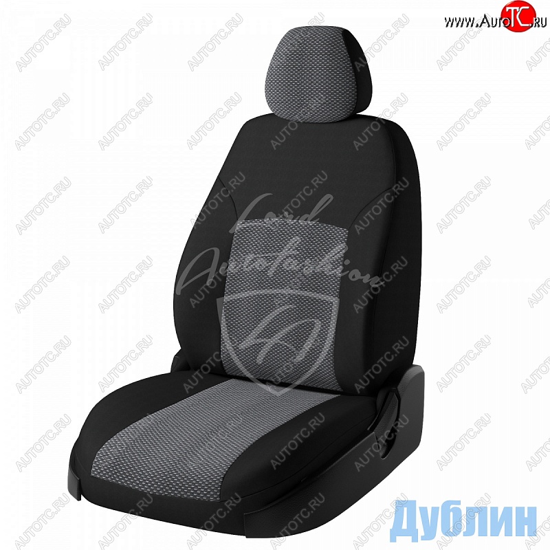 6 249 р. Чехлы для сидений (жаккард, РЗСиС, 2П) Lord Autofashion Дублин  Skoda Octavia ( Tour A4 1U5,  Tour A4 1U2) (1996-2010) универсал дорестайлинг, лифтбэк дорестайлинг, лифтбэк рестайлинг, универсал рестайлинг (Черный, вставка Ёж Белый)  с доставкой в г. Владивосток