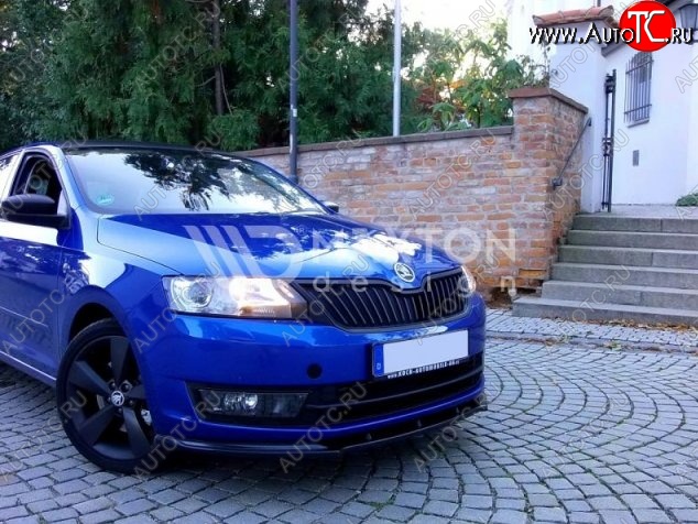 6 299 р. Накладка на передний бампер Splitter Skoda Rapid NH3 дорестайлинг лифтбэк (2012-2017) (Неокрашенная)  с доставкой в г. Владивосток