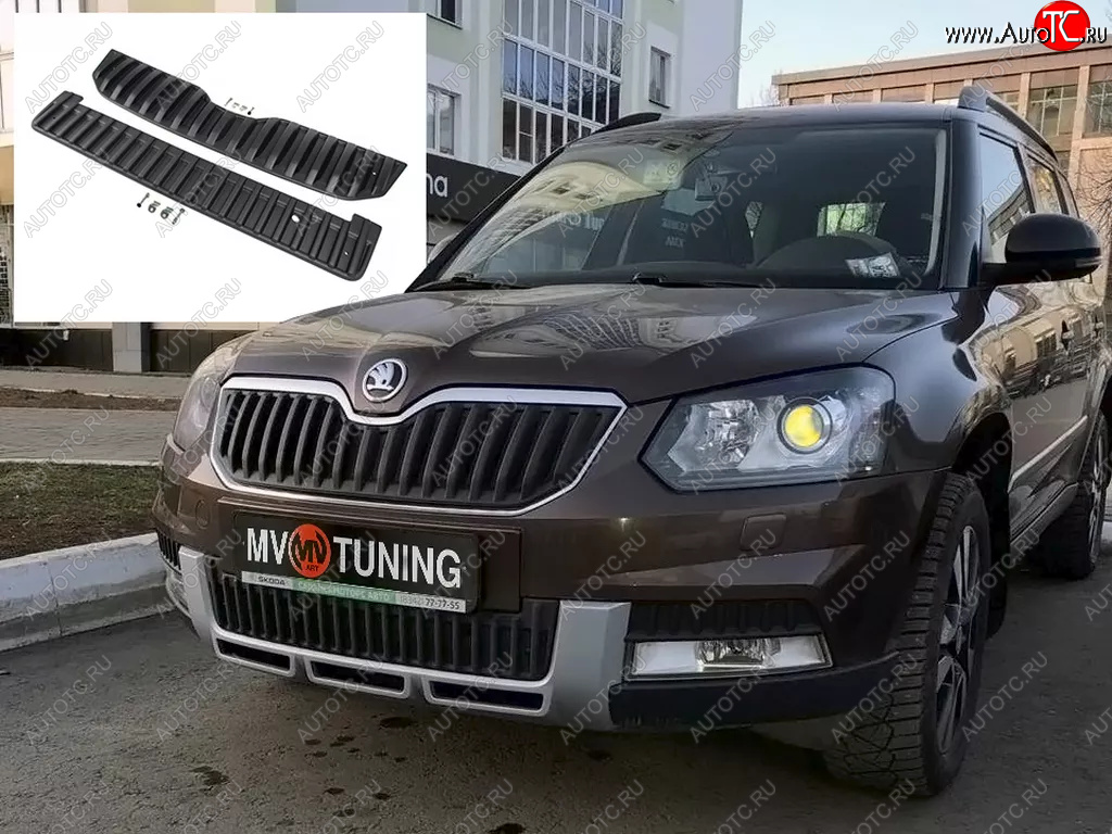 2 999 р. Заглушка решетки радиатора (верхняя, OUTDOOR) MV-Tuning  Skoda Yeti (2013-2018) (Текстурная поверхность)  с доставкой в г. Владивосток