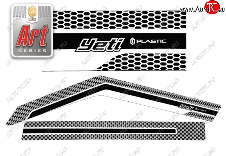 2 199 р. Дефлектора окон CA-Plastic  Skoda Yeti (2009-2013) (Серия Art черная)  с доставкой в г. Владивосток