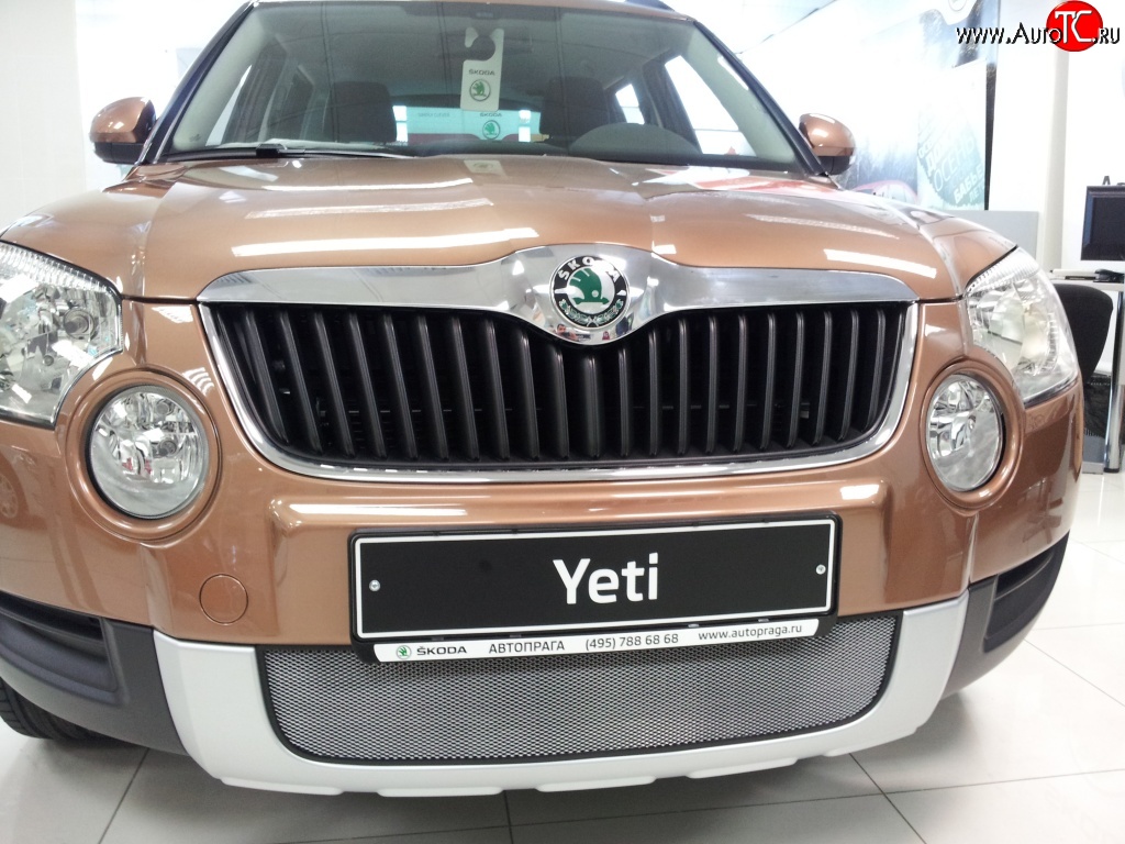 2 199 р. Сетка на бампер Russtal (хром) Skoda Yeti (2009-2013)  с доставкой в г. Владивосток