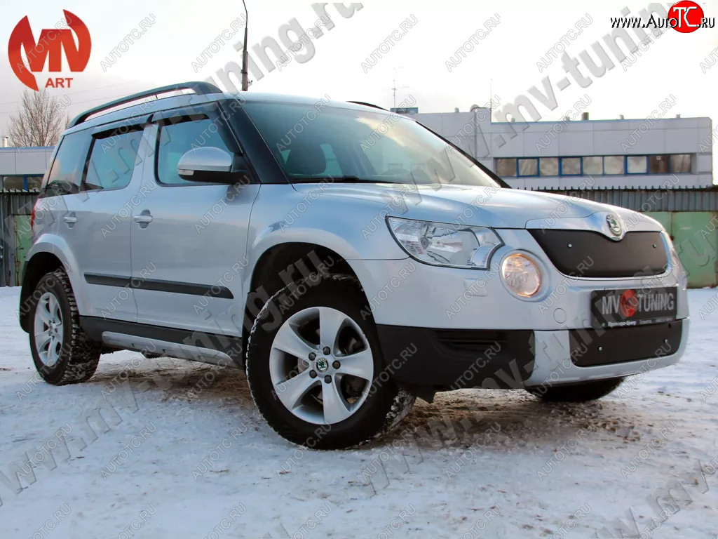 5 399 р. Зимние заглушки (шагрень, верхняя и нижняя) MV-Tuning Skoda Yeti (2009-2013) (Текстурная поверхность)  с доставкой в г. Владивосток