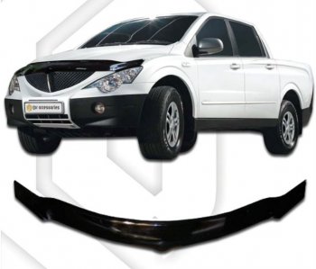 2 599 р. Дефлектор капота CA-Plastiс exclusive SSANGYONG Actyon Sport (2006-2011) (Classic черный, Без надписи)  с доставкой в г. Владивосток. Увеличить фотографию 1