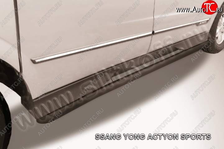 11 999 р. Защита порогов Slitkoff  SSANGYONG Actyon Sport (2012-2024) (Цвет: серебристый)  с доставкой в г. Владивосток