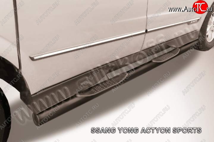 13 299 р. Защита порогов Slitkoff  SSANGYONG Actyon Sport (2012-2024) (Цвет: серебристый)  с доставкой в г. Владивосток