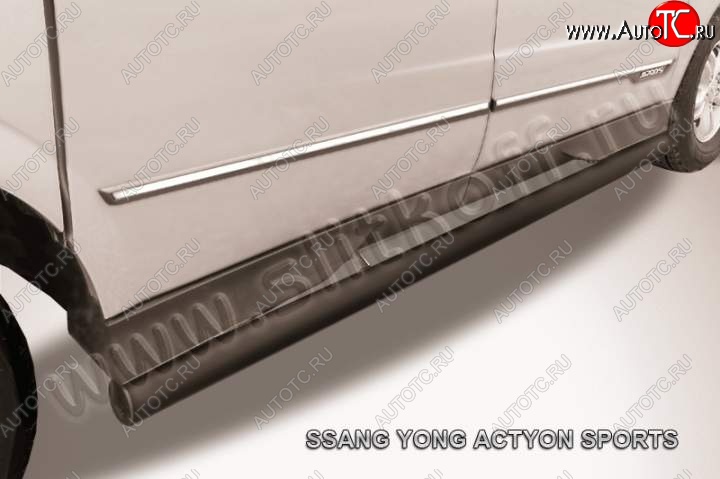 11 499 р. Защита порогов Slitkoff SSANGYONG Actyon Sport (2012-2024) (Цвет: серебристый)  с доставкой в г. Владивосток