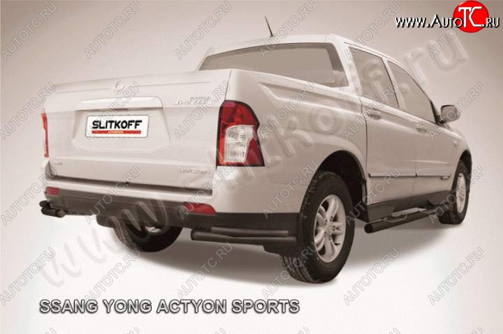 6 599 р. Уголки d57+d42 двойные  SSANGYONG Actyon Sport (2012-2024) (Цвет: серебристый)  с доставкой в г. Владивосток