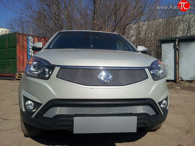 1 539 р. Нижняя сетка на бампер Russtal (хром)  SSANGYONG Actyon (2013-2021) рестайлинг  с доставкой в г. Владивосток