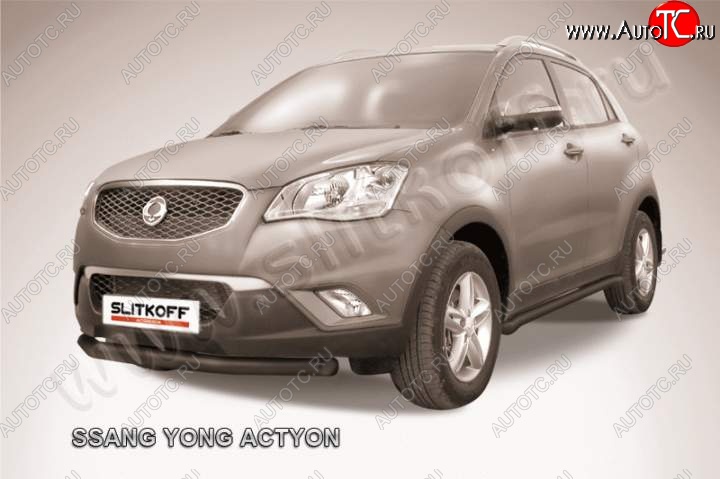 10 499 р. защита переднего бампера Slitkoff  SSANGYONG Actyon (2010-2013) дорестайлинг (Цвет: серебристый)  с доставкой в г. Владивосток