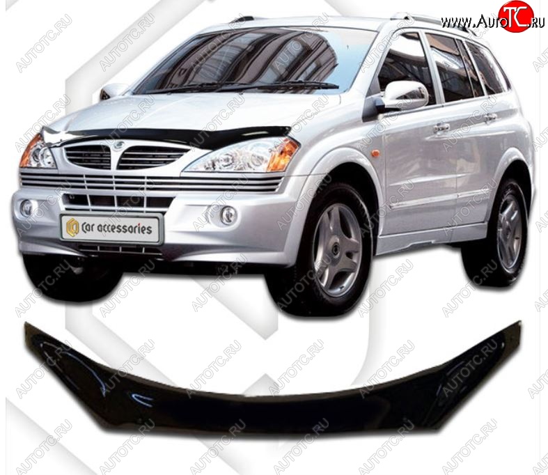 2 199 р. Дефлектор капота CA-Plastiс exclusive SSANGYONG Kyron дорестайлинг (2005-2007) (Classic черный, Без надписи)  с доставкой в г. Владивосток