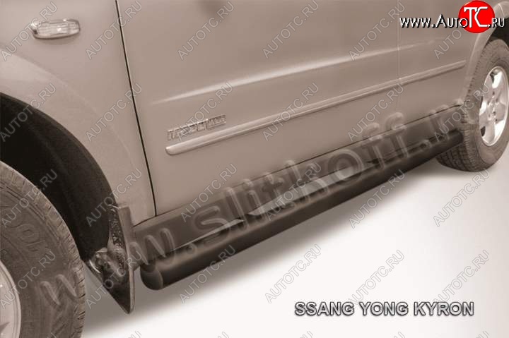 10 599 р. Защита порогов Slitkoff  SSANGYONG Kyron (2005-2007) дорестайлинг (Цвет: серебристый)  с доставкой в г. Владивосток